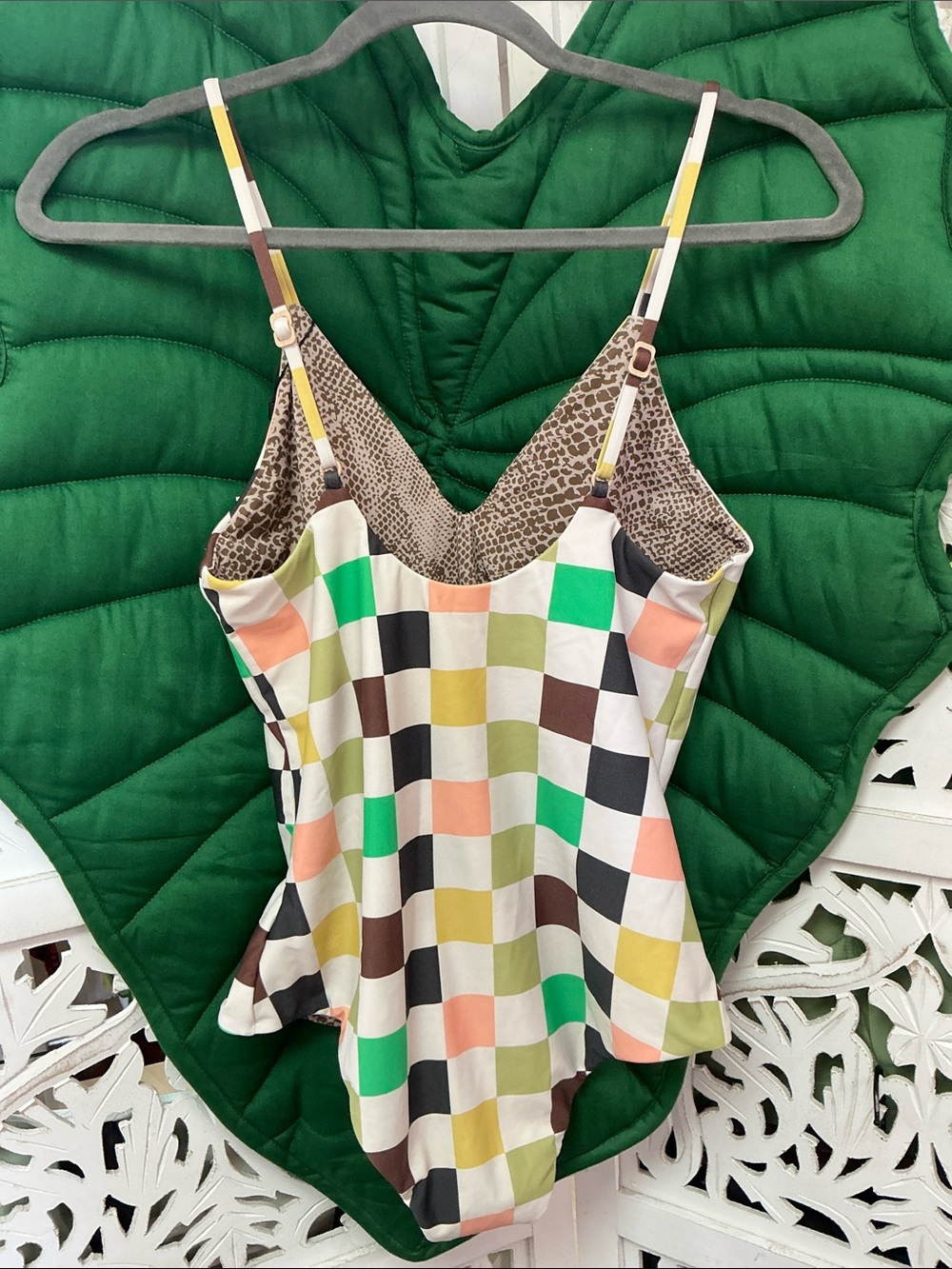 NWT Acacia Swimwear Stella full piece one piece swimsuit. Color: Eames Checkered - Picture 3 of 6